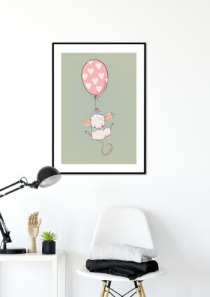 Poster Mouse hanging in balloon Poster 2