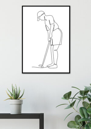 Poster Golfer Line Art Poster 2