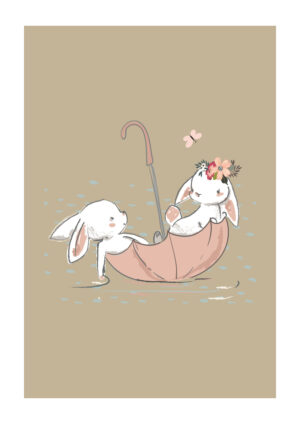Poster Rabbit umbrella boat Poster 1