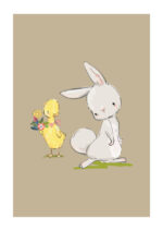 Poster Rabbit chicken flowers Poster 1