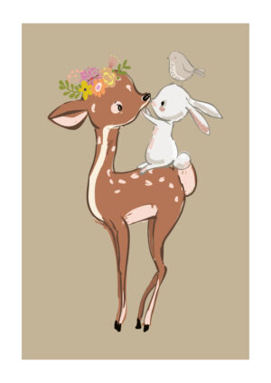 Poster Deer, rabbit, and bird Poster 1