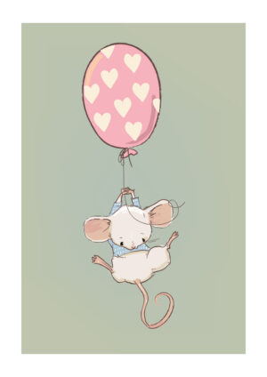 Poster Mouse hanging in balloon Poster 1
