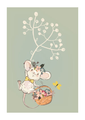 Poster Mouse with flower basket Poster 1