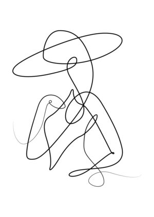 Poster Woman with hat Lineart Poster 1