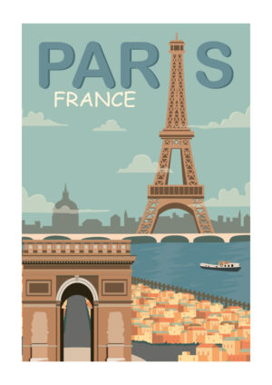 Poster Paris Blue Vintage Poster 1