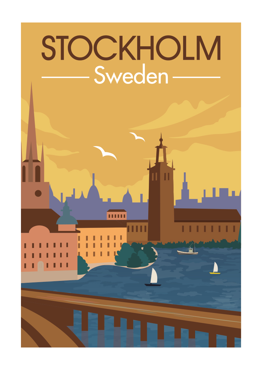 Stockholm Vintage Retro Poster