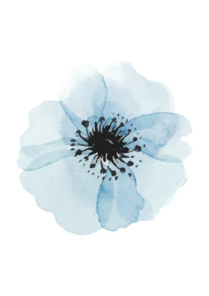 Poster Blue flower watercolor Poster 1