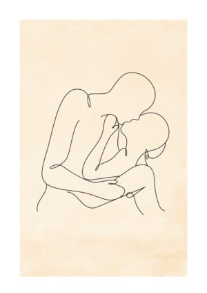 Poster Kissing emotions Lineart Poster 1