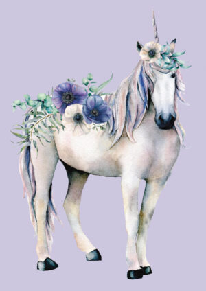 Poster Unicorn with flowers Poster 1
