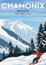 Poster Chamonix Vintage ski poster Poster 1