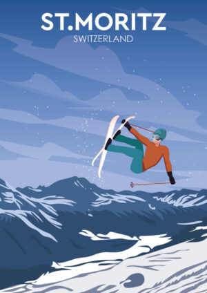Poster St. Moritz Switzerland Vintage ski poster Poster 1
