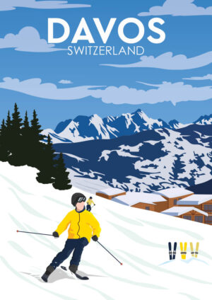 Poster Davos Switzerland Vintage ski poster Poster 1