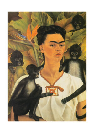 Poster Frida Kahlo self portrait with monkeys Poster 1