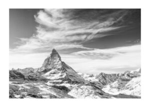 Poster Matterhorn view black & white Poster 1